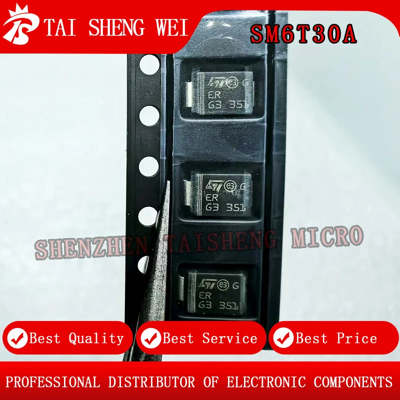 10PCS Brand New Original SM6T30A SMB Marked ER Unidirectional Transient Voltage Suppressor Diode TVS