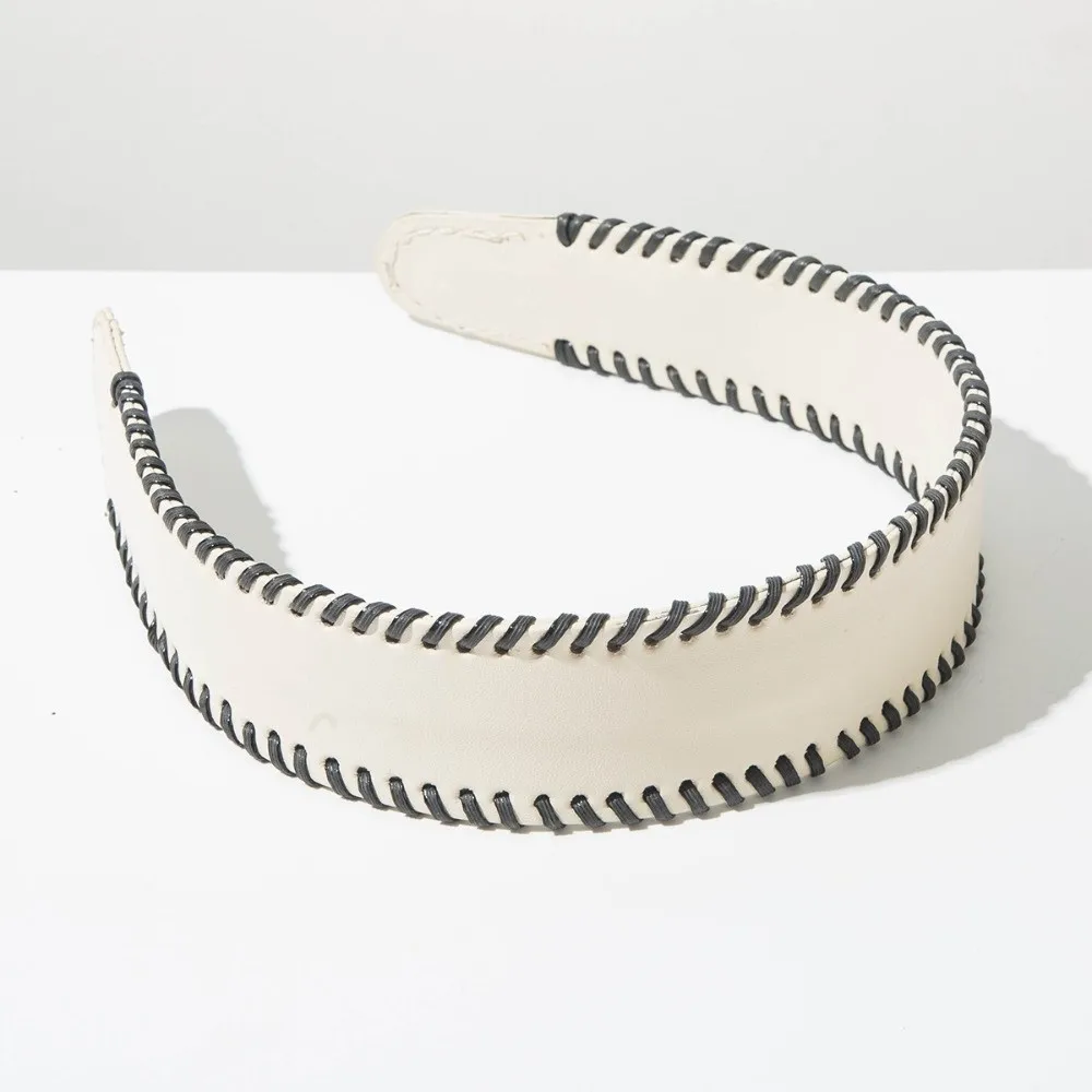 

Sweet Solid Color Leather Headband Korean Style Headwear Women Hair Hoop Coffee Non-Slip Wide Edge Hairband Women