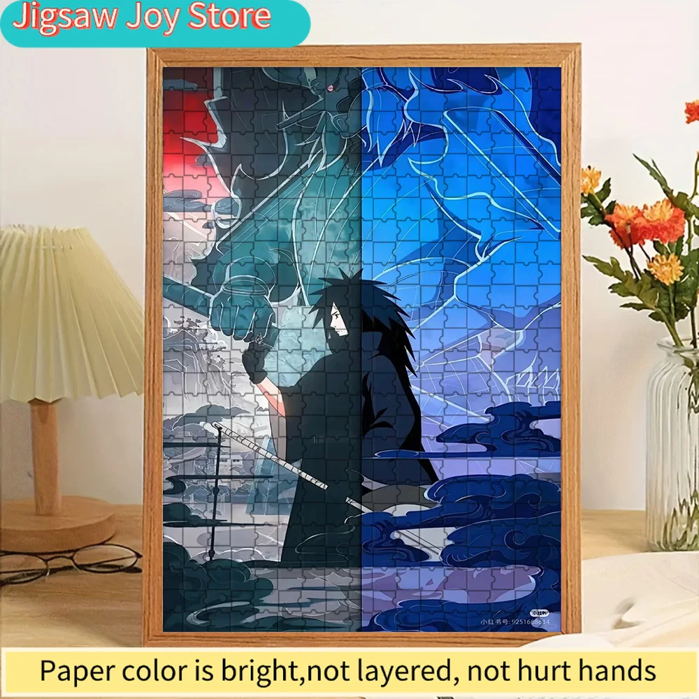 

Madara Uchiha Dual Susanoo Paper Puzzle, Epic Naruto Anime Art of Madara with Green and Blue Susanoo Against a Split Background,