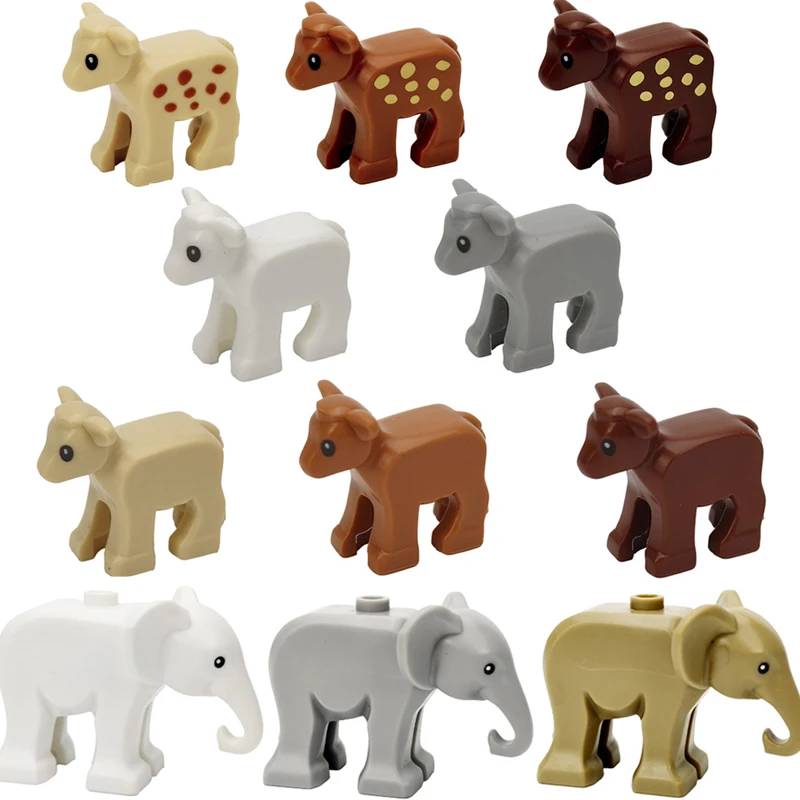 MOC Animal Scene Building Blocks Zoo Elephants Giraffes Chimpanzee Camels Goats Camel Parrots Pigeon Accessories Bricks Toys N09