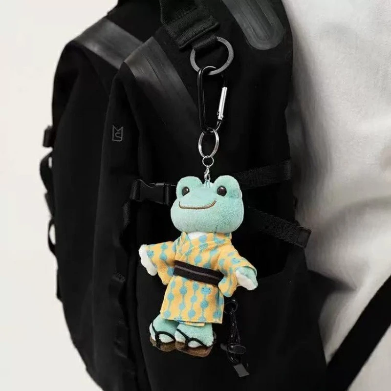 Japonês dos desenhos animados punk sapos brinquedo de pelúcia chaveiros sorridente quimono sapo boneca de pelúcia neko criatividade saco pingente mochila charme