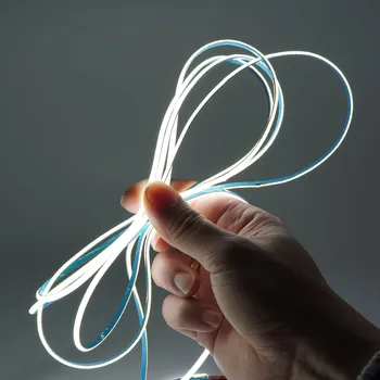 12 V/24 V 3 ミリメートル/5 ミリメートル/8 ミリメートル/10 ミリメートル COB LED ストリップライトバー柔軟な RA90 リニア照明 LED テープルーム装飾 3000K 4000K 6000K