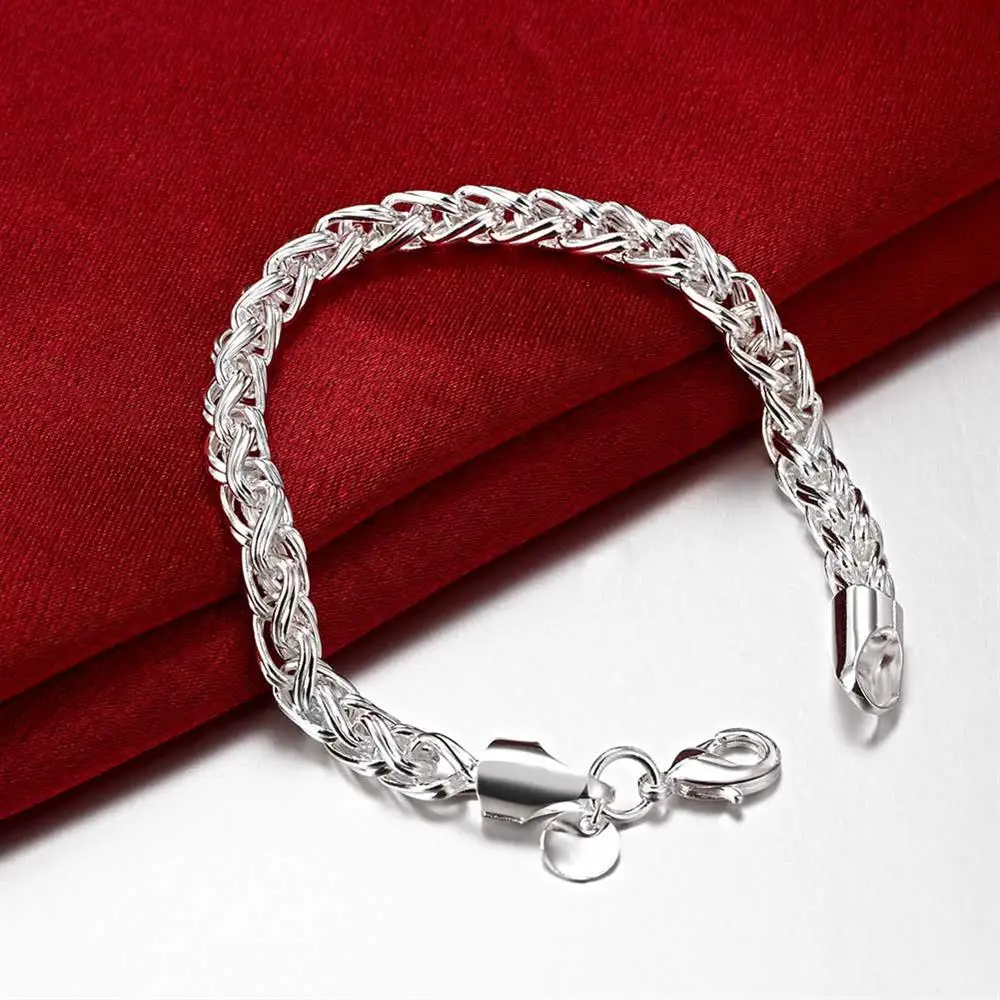 Hot Pretty twisting circle 925 Sterling silver Bracelet for woman Popular Wedding party Christmas Gifts fashion Jewelry
