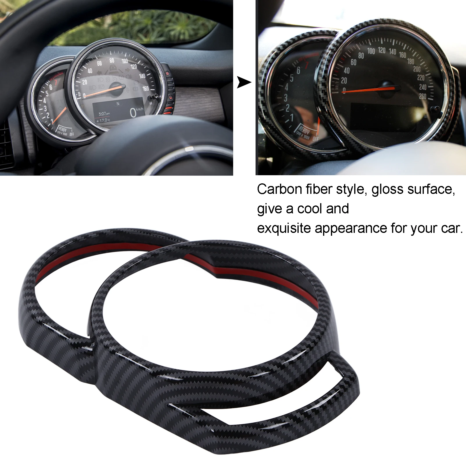 Carbon Fiber Style Dashboard Panel Frame Cover Trim Replacement for Mini Cooper Hatchback F54 F55 F56 F57