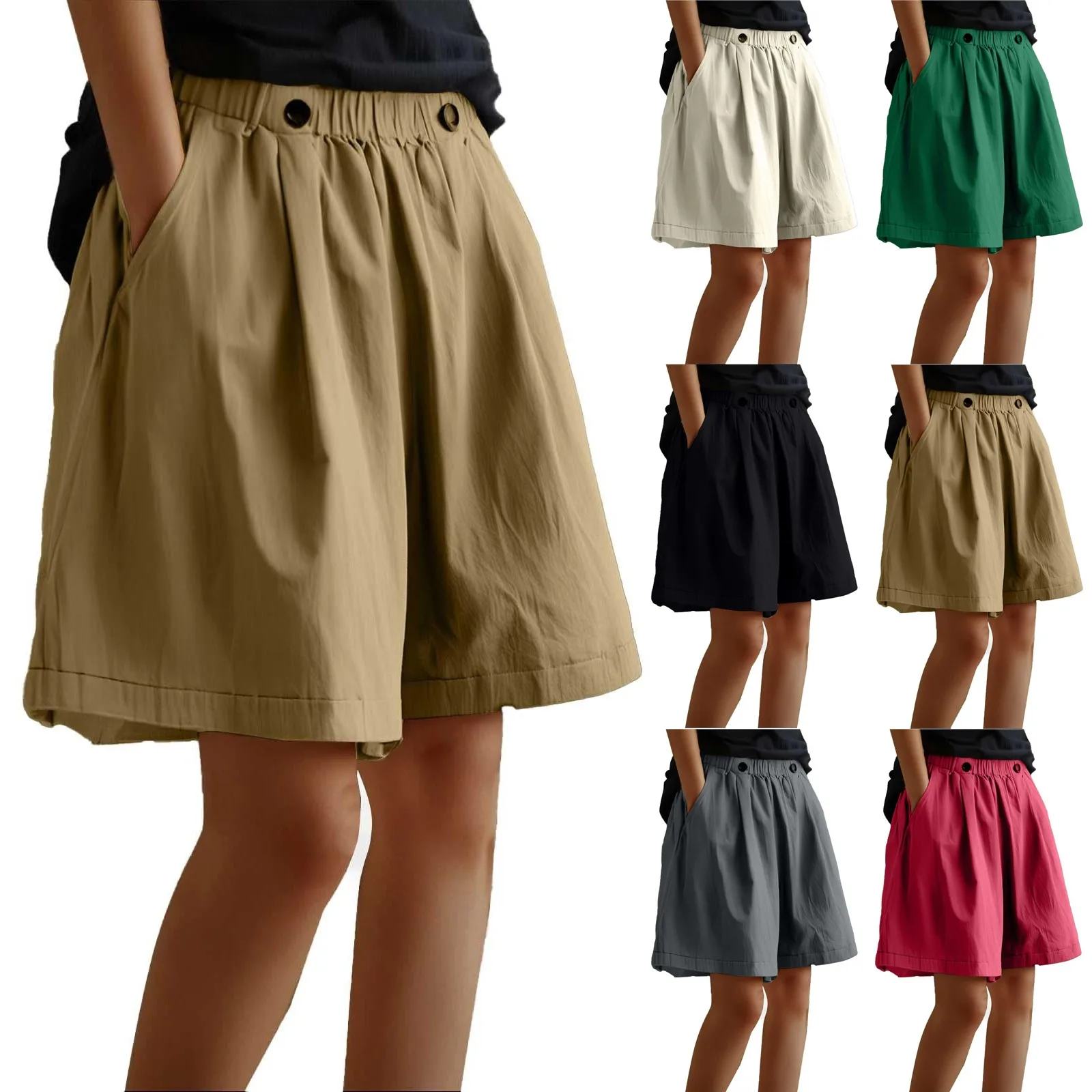 المرأة الصيف فضفاضة مستقيم واسعة الساق السراويل عارضة مرونة عالية الخصر أزياء السراويل الرياضية فضفاضة الركض السراويل شورتات للبحر