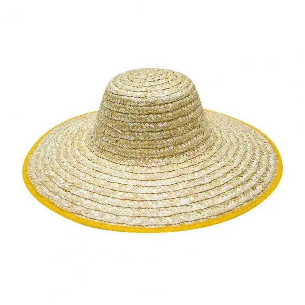 Hand-woven Straw Hat Sun Protection Wide Brim Straw Hat Lightweight Breathable Natural Hat with Adjustable Strap Outdoor Work