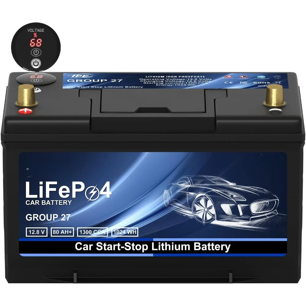 

GROUP 27 Car Start-Stop Lithium Battery 12V 80AH Car Battery with 1300CCA – High-Performance Automotive Battery