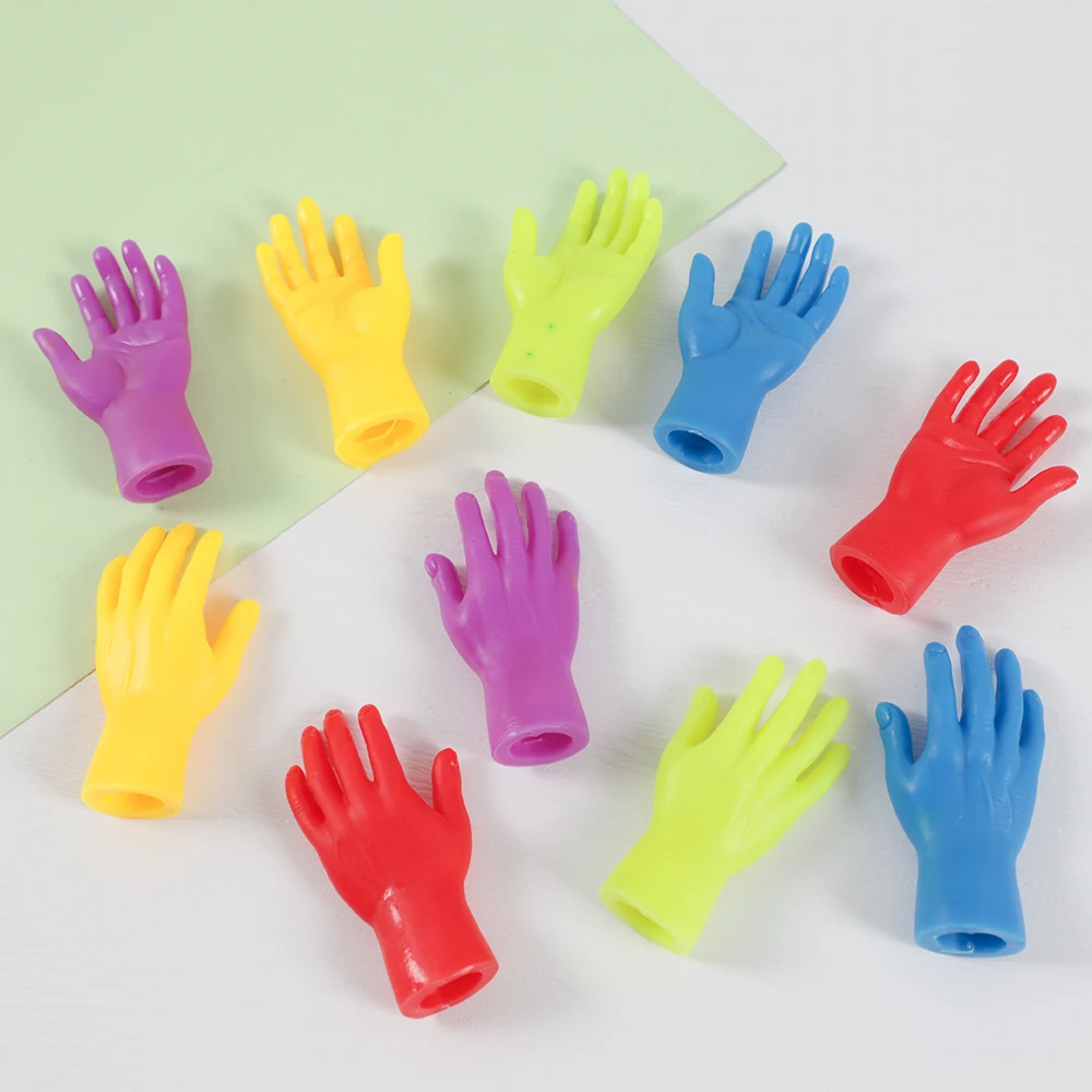 5Pc Colorful Simulation Little Silicone Hands Finger Puppet Prank Toys for Kids Birthday Baby Shower Party Favors Halloween Gift