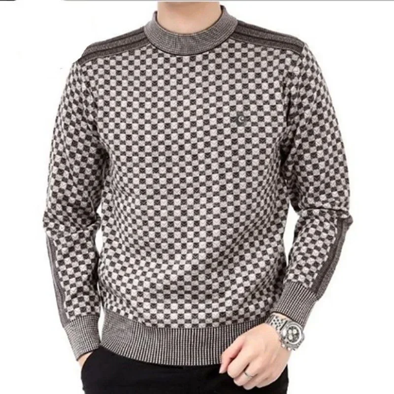 Suéter de punto con cuello redondo para hombre, ropa informal de manga larga, Tops coreanos, 2023