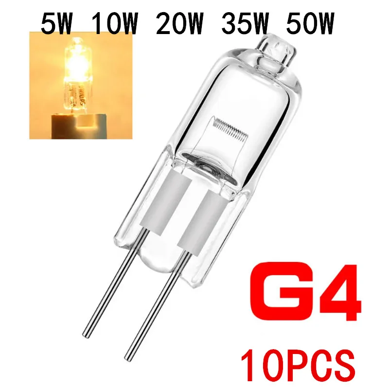 

10pcs G4 12V 5W 10W 20W 35W 50W Halogen Bulbs Light Globe Lot JC Bi-Pin LED Lamp Warm White Replace LED Lamp Halogen Bulb