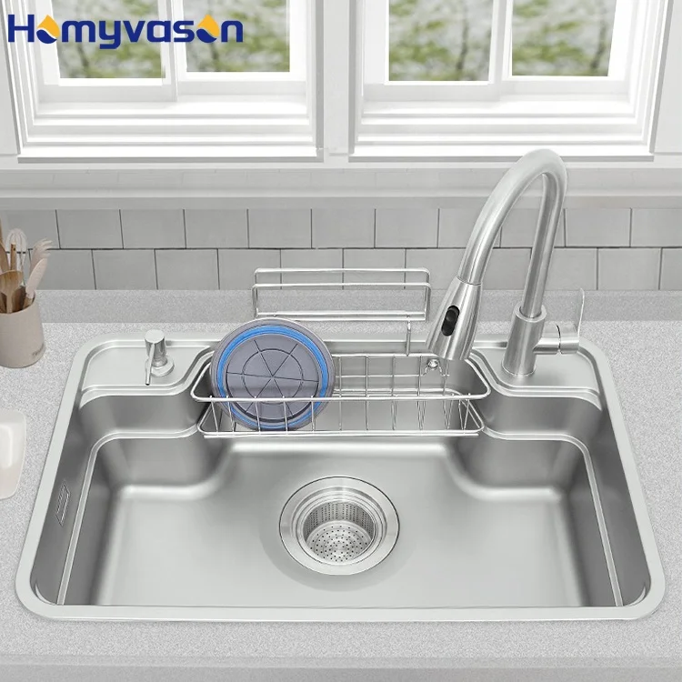 Modern Large Single Sink Nano 304 Stainless Steel Kitchen Houseuse Dish Basin Kitchen Sink Stainless Steel With Drain Board