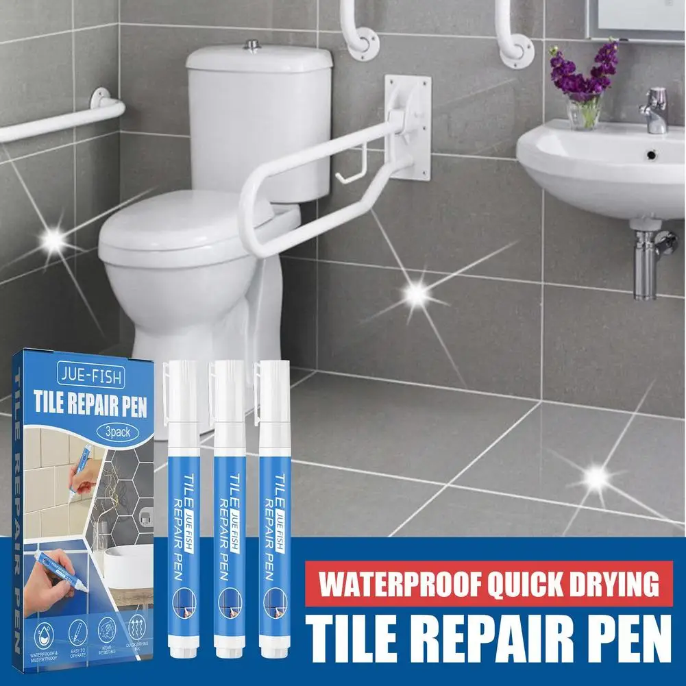 3 Pcs Grout Pen White Tile Paint Marker Waterproof Grout Filler Pen Mildew-proof Grout Repair Pen For Restoring Tile Wall Floor