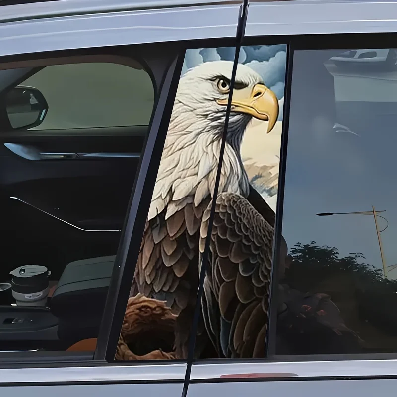 2-Pack Vinyl Bald Raptor Middle Post Decal Stickers, Self-Adhesive B-Post Protective Film
