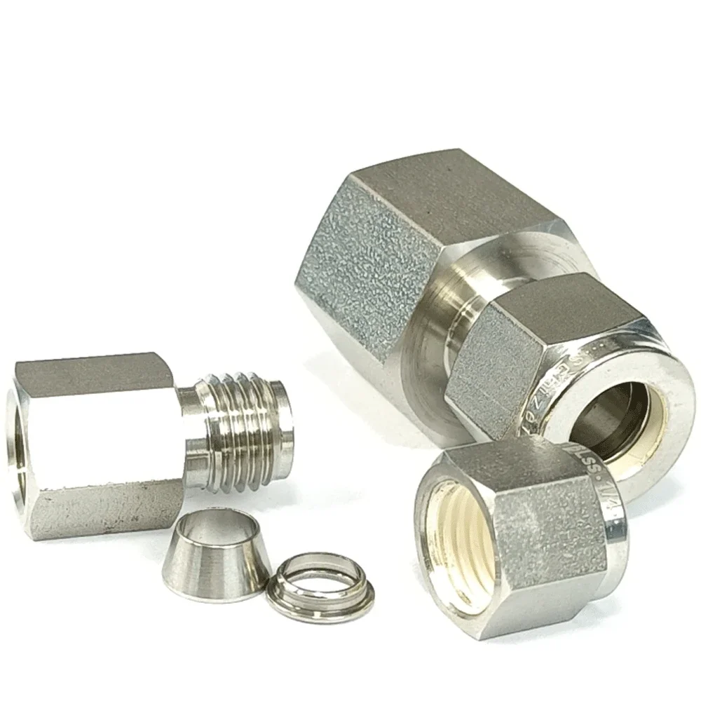 

1/8" 1/4" 3/8" 1/2" NPT Female To 1/8 1/4 3/8 1/2 Inch 3mm 6mm 8mm Tube Compression Union SUS316L Stainless Steel Pipe Fitting