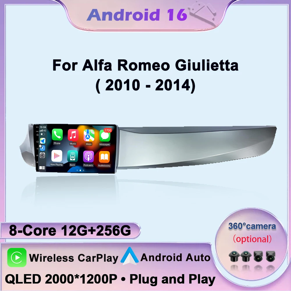 For Alfa Romeo Giulietta 2010-2014 Android Auto Carplay Car Radio Multimedia Video Player GPS Navigation WiFi BT Head Unit