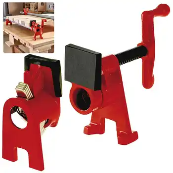 3/4palcová a 1/2palcová vysoce odolná trubková svorka na dřevo, rychloupínací, pro lepení dřeva, široká základna, sada železných, dřevěných a kovových svorek 10 nejlepší prodej 1palcové trubkové objímky - №1