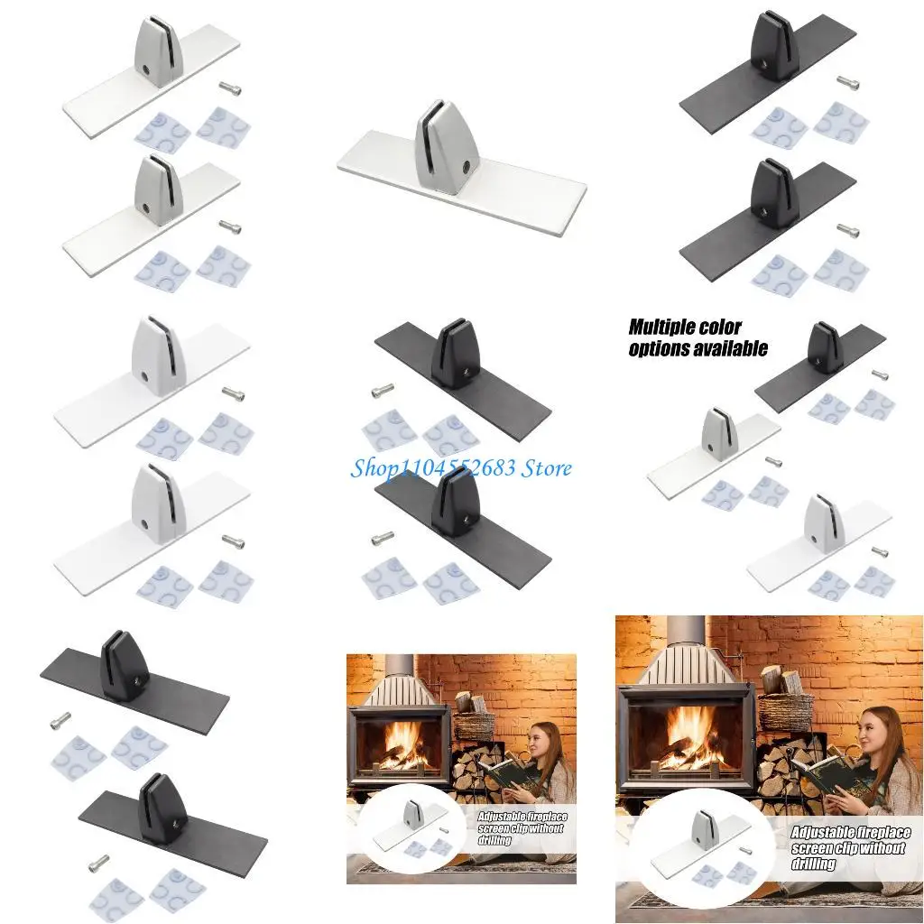 

Y6GD Fireplaces Screen Holder Brackets Feet Adjustable Metal Brackets Enduring