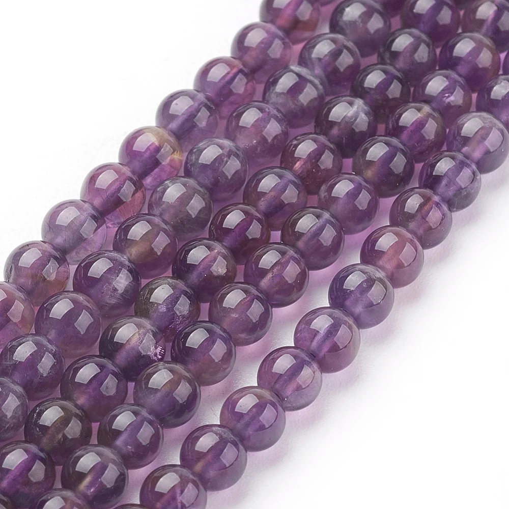 KitBeads 46pcs Natural Amethyst Round Loose Beads 4mm Smooth Purple Stone Bead for DIY Bracelet Necklace Jewelry Making Supplies