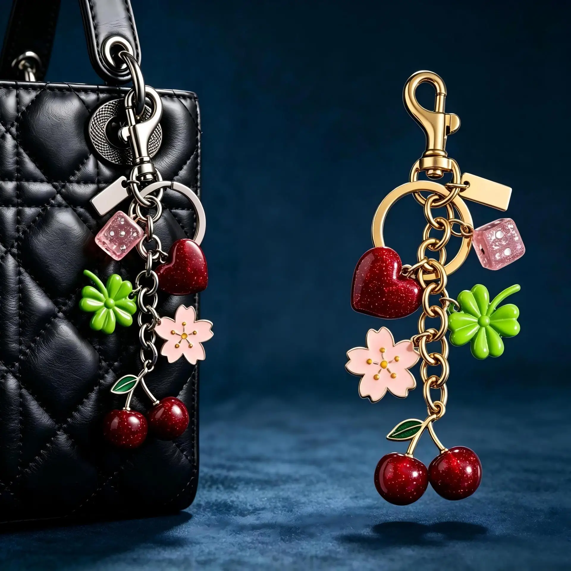 Signature Canvas Mirror Bag Charm Pink Leather Hidden Compact Mirror Daily Makeup Touch Up Aesthetic Gifts For Corporate Women