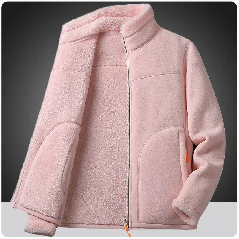 Kawaii Japanese Korean Fashion Streetwear Zip-up Double-sided Polar Fleece Hoodies Women Men Harajuku Hiking Sweatshirt Clothes