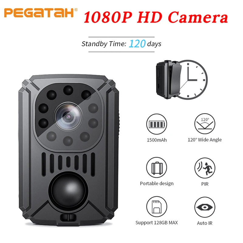 

HD 1080P Mini Body Camera Back Clip 940nm IR Night Vision PIR Video Recorder Outdoor Body Motion Activated Small Nanny Camcorder