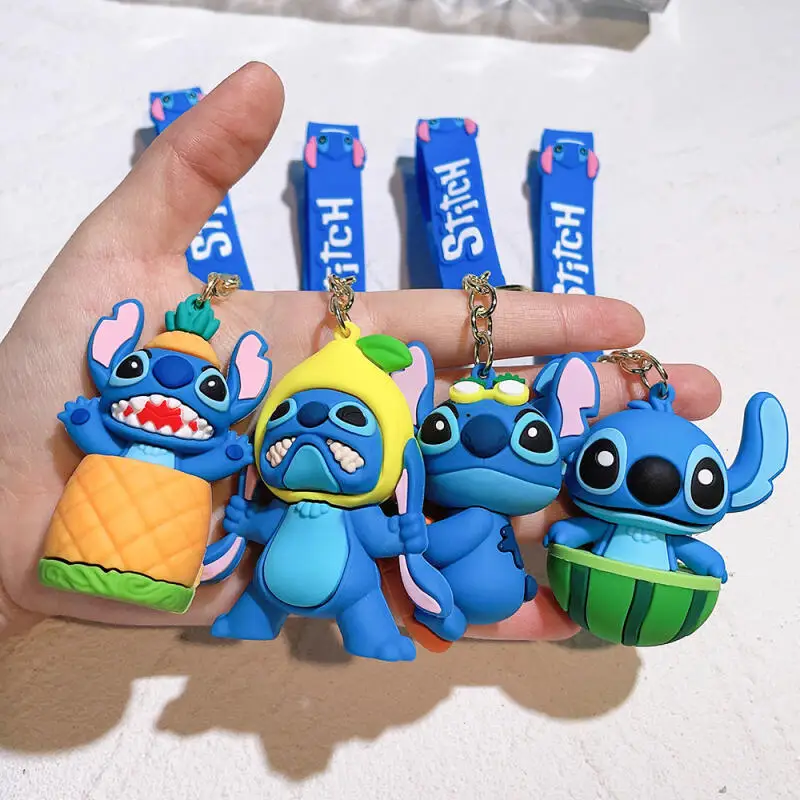 Disney Fruit Stitch Doll Keychain Soft Pvc Car KeyChain Pendant Cartoon Stitch Pendant Keychains Anime Periphery Accessories