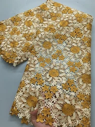 Cordón de guipur africano de encaje, últimas telas solubles en agua, piedras de encaje, vestidos de encaje bordados nigerianos para mujeres cosidas, 2,5 yardas 4134