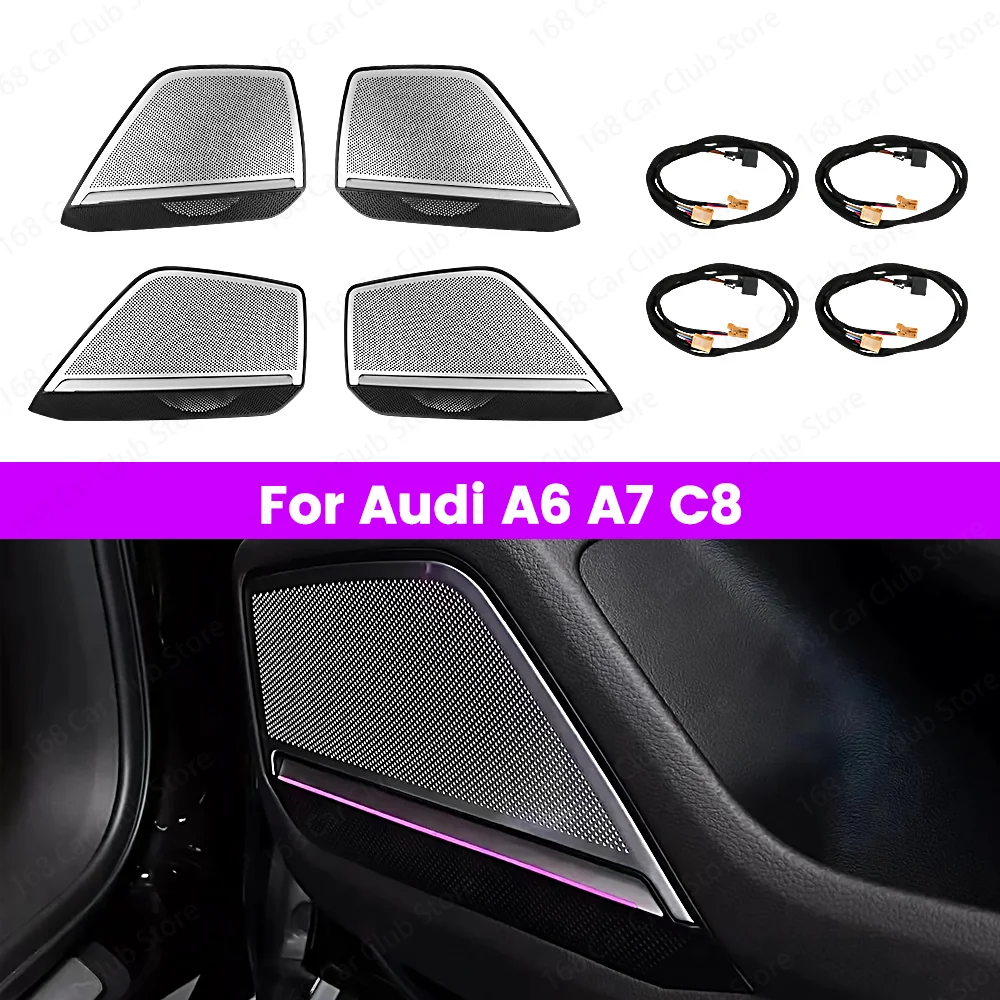 

LED Speaker Cover Door Audio Decorative Lamp Ambient Light For Audi A6 A7 C8 Door Car Horn Trim Panel Original 30 Colours Car