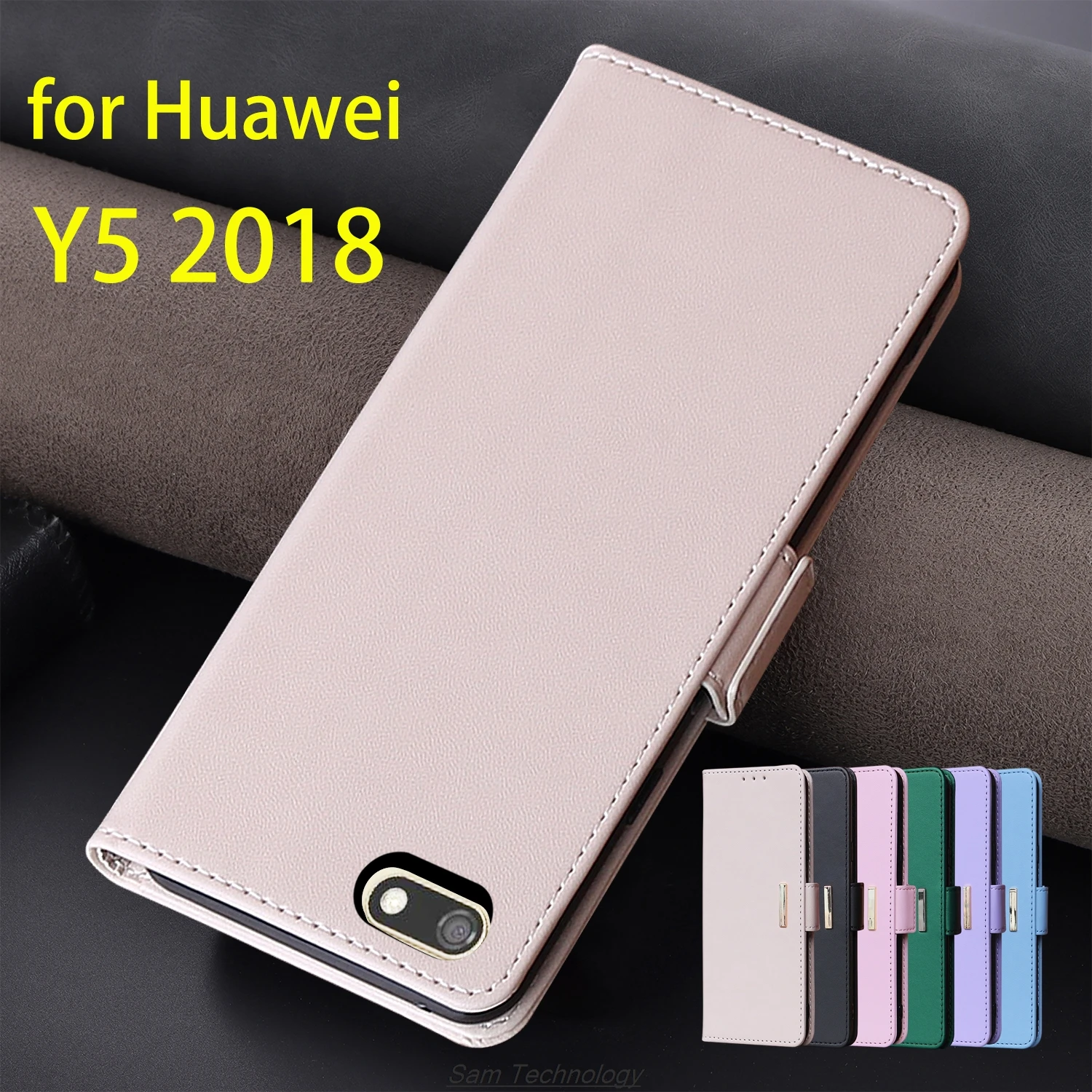 

Кожаный чехол с магнитной пряжкой для Huawei Y5 2018/Y5 Prime 2018, кошелек с RFID-блокировкой, откидная крышка, женский простой чехол Capa Fundas Coque