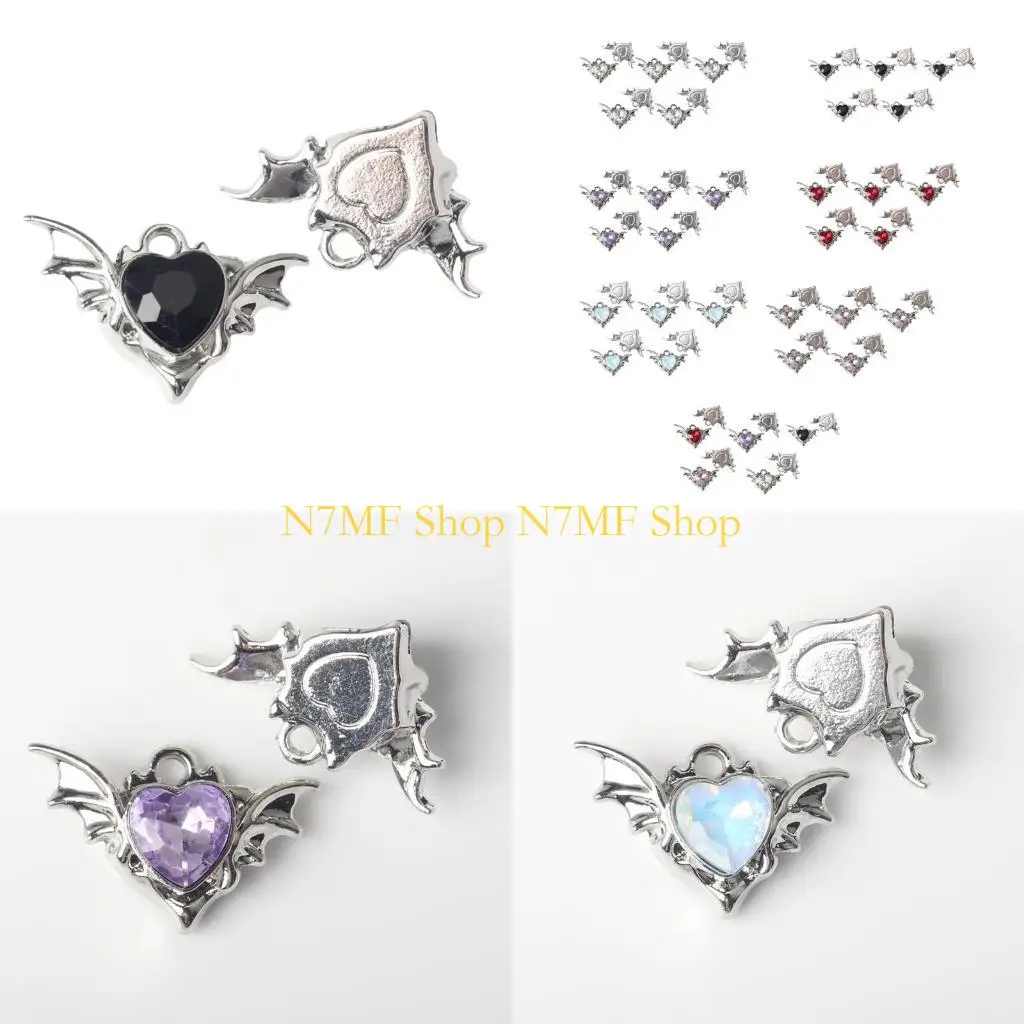 n7mf-10-個バットウィングハートネックレスブレスレットチャームジルコンペンダントカスタムジュエリー用