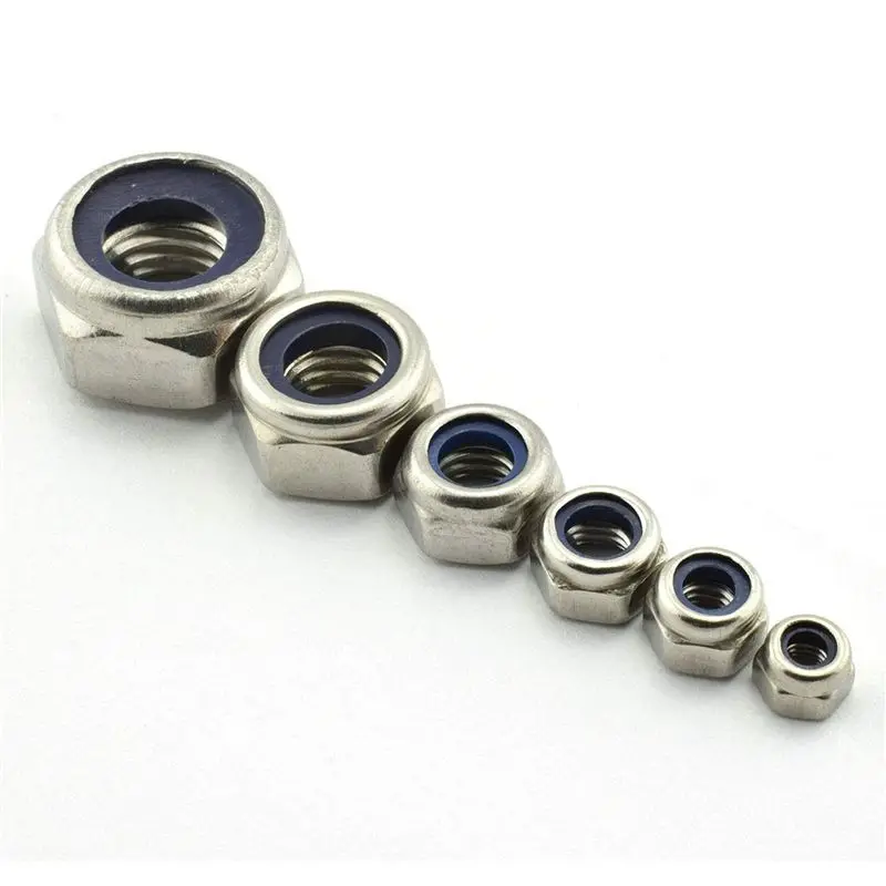 ABUL-300Pcs 304 Stainless Steel Lock Nut Assortment Kit Nylon Insert Hex Lock Nuts Self Locking Nut M3 M5 M6 M8 M10