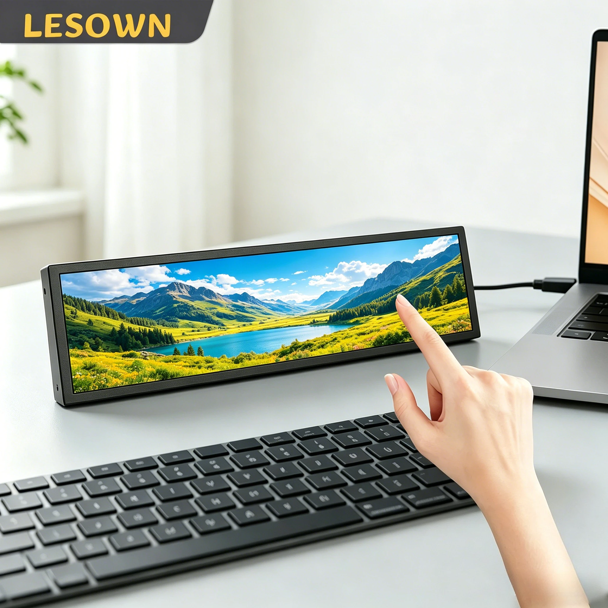 LESOWN Ultra-wide Sensor Panel 8.8" Stretched PC Case Display Internal Hardware Monitor for Windows 11 Desktop Mini ITX