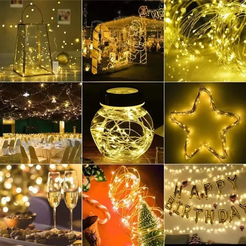 8 Modes Solar LED Copper Wire String Lights Outdoor Wedding Party Garland Fairy Light Solar Camping Garden Tree Room Decoration