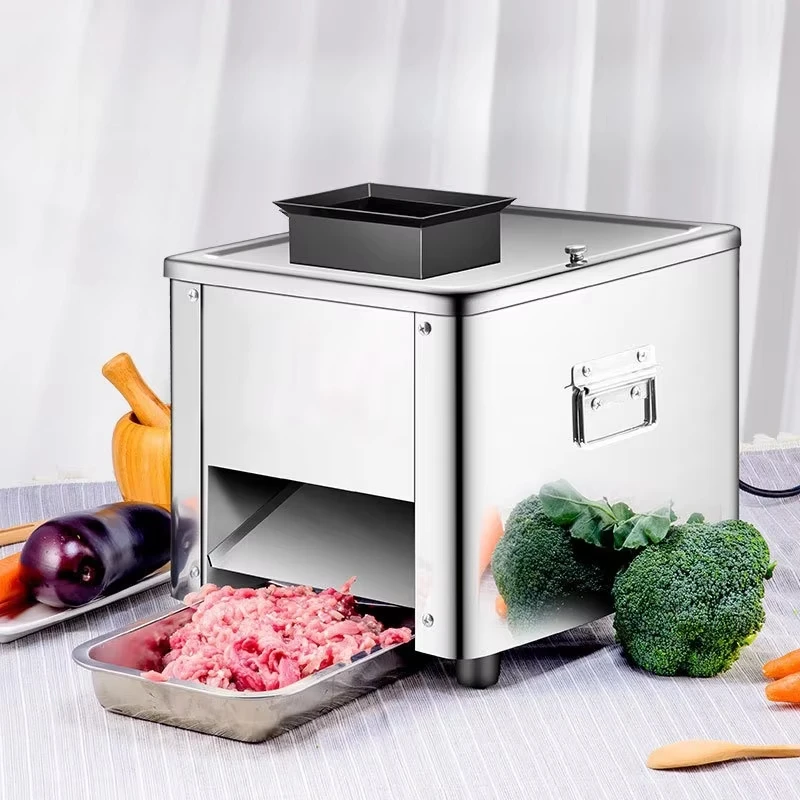 

Настольная электрическая коммерческая машина для нарезки мяса и овощей из нержавеющей стали с автоматическим съемным лезвием, 110/220В, по заводской цене