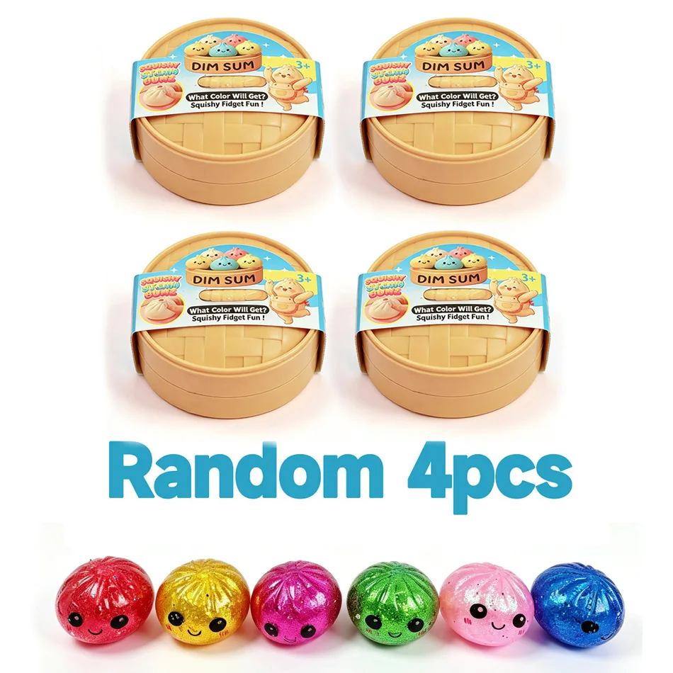 Neue bunte Glitzerperlen gefüllte Dumpling Squishy, Überraschungsbox mit Geschenkbox & verstecktem Stil, Stressabbau-Sensorik-Quetschspielzeug