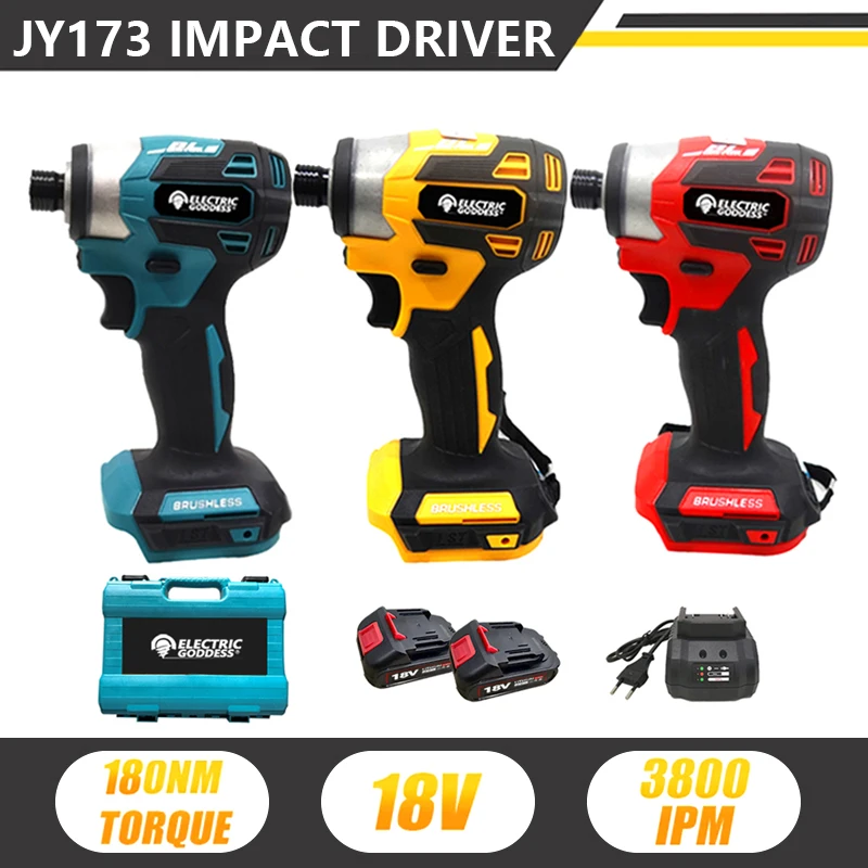 

Electric Goddess 180N. M Tihgning Torque Impact Screwdriver Brushless Wrench Power Tools Screwdriver Set For 18V Makita Battery