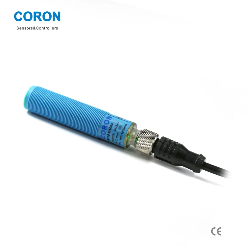 QF18-D100P long-distance ultrasonic sensor, reflective, normally open/normally closed PNP lead IEC IP67 dustproof