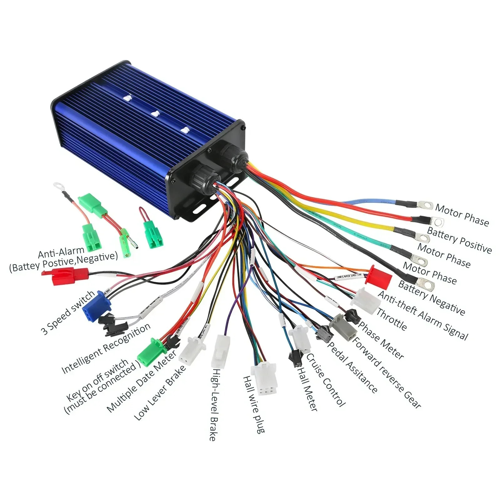 36V 48V 72V 60A Brushless Motor Controller Kit with Display and Wiring Harness or Ele ctric Bike, Scooter, Go-Kart