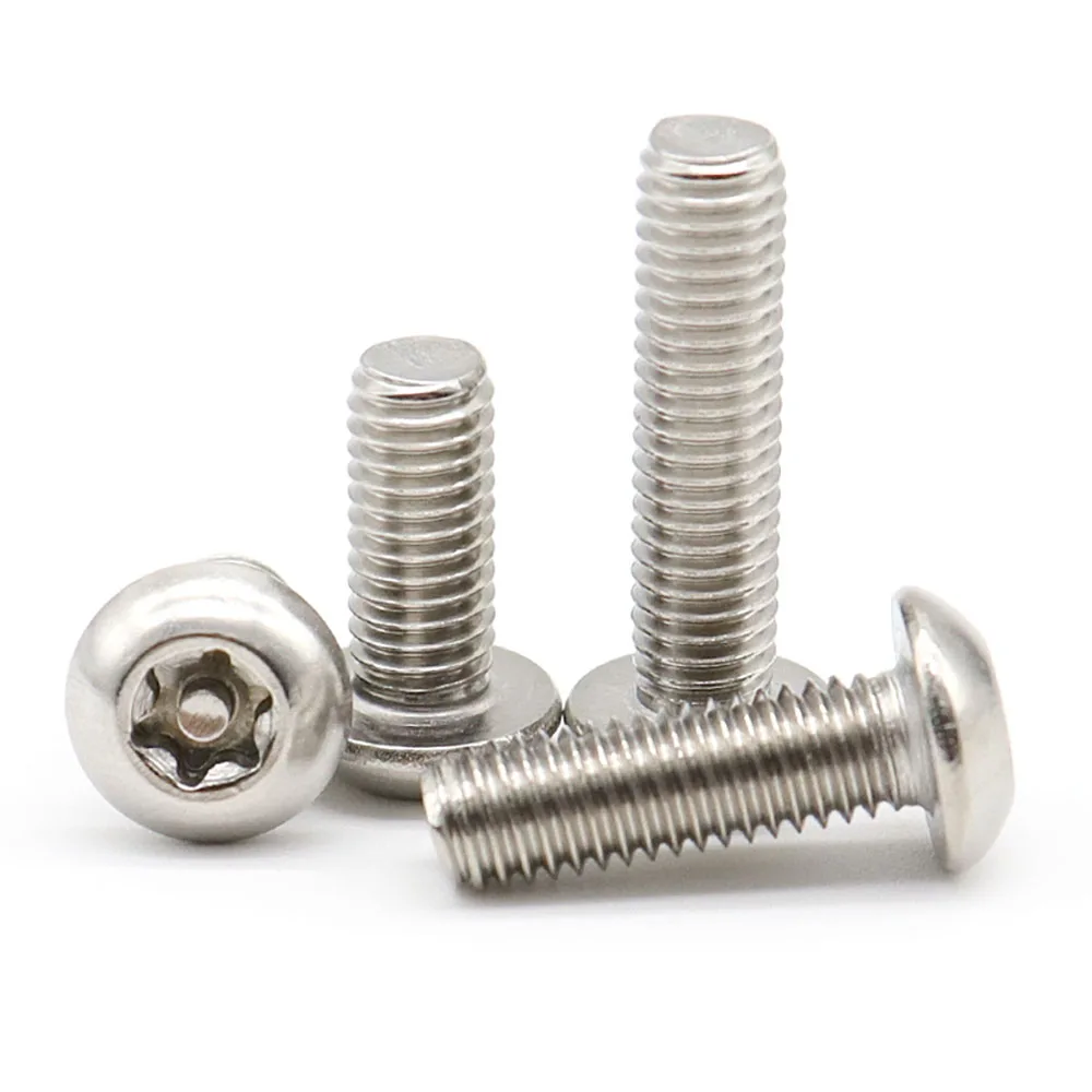 2-100Pc M2 M2.5 M4 M5 M6 M8 M10 M12 304 A2-70 Stainless Steel Six Lobe Button Round Head with Pin Anti-theft Security Bolt Screw