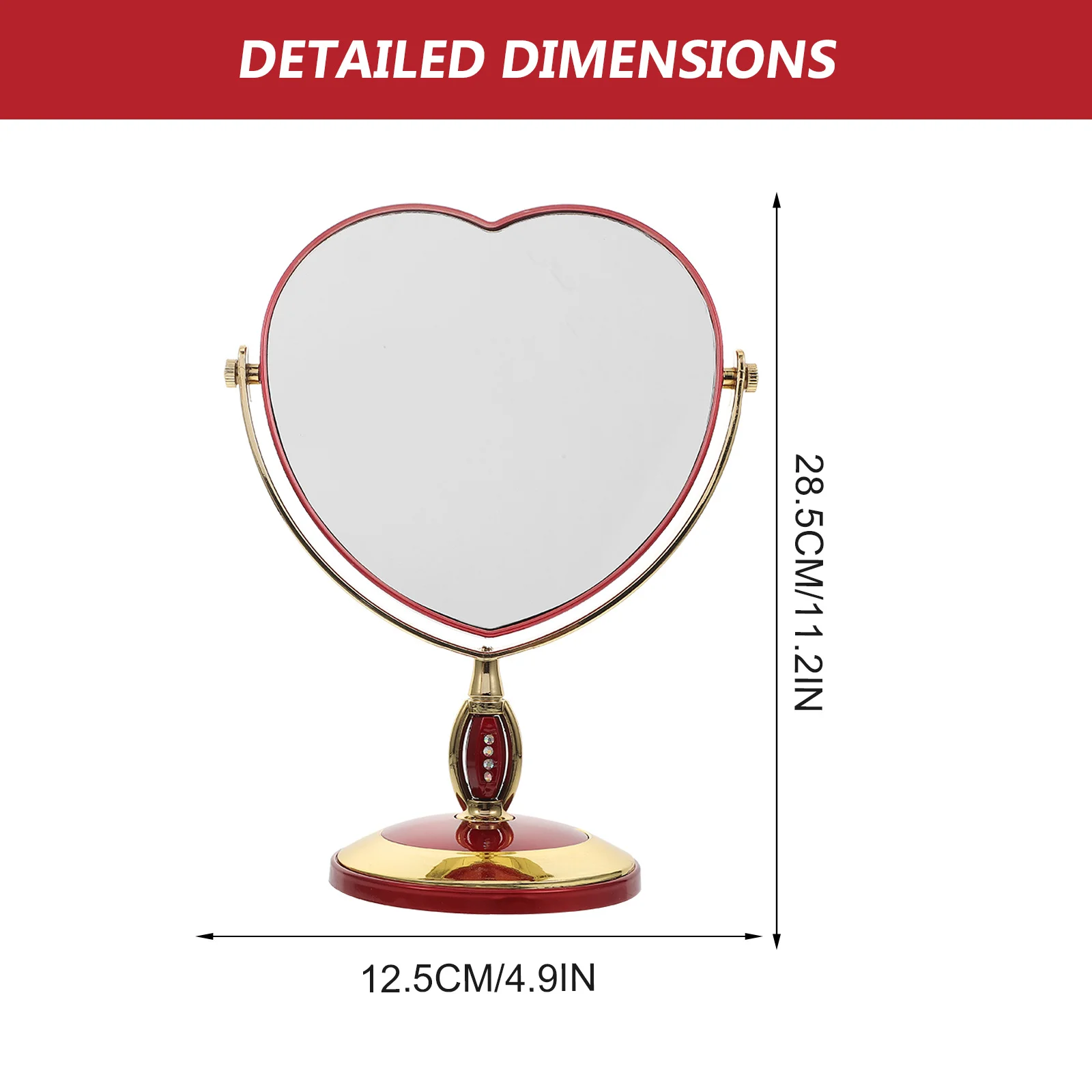 Lusterko do makijażu w kształcie serca, kreatywne, stołowe, toaletka, dekoracyjne lusterko do sypialni dla kobiet, unikalny, szykowny design.
