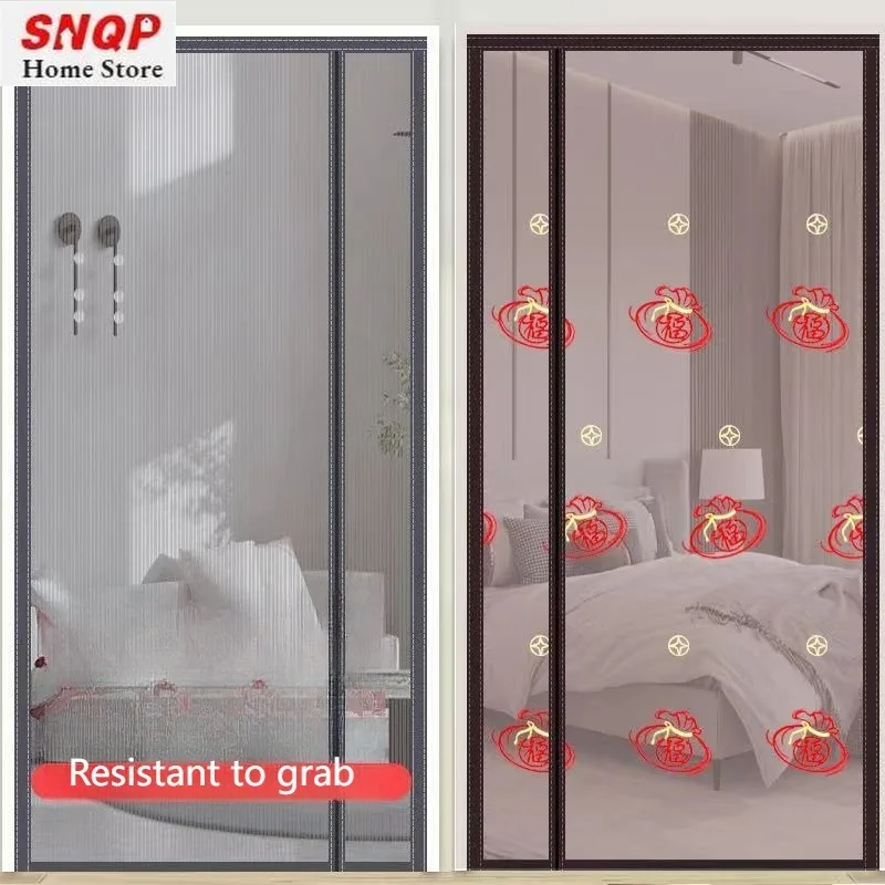 Custom Size Side-open Mosquito-proof Magnetically Absorbs Household Embroidery Curtains for Living Room Bedroom Dining Decor