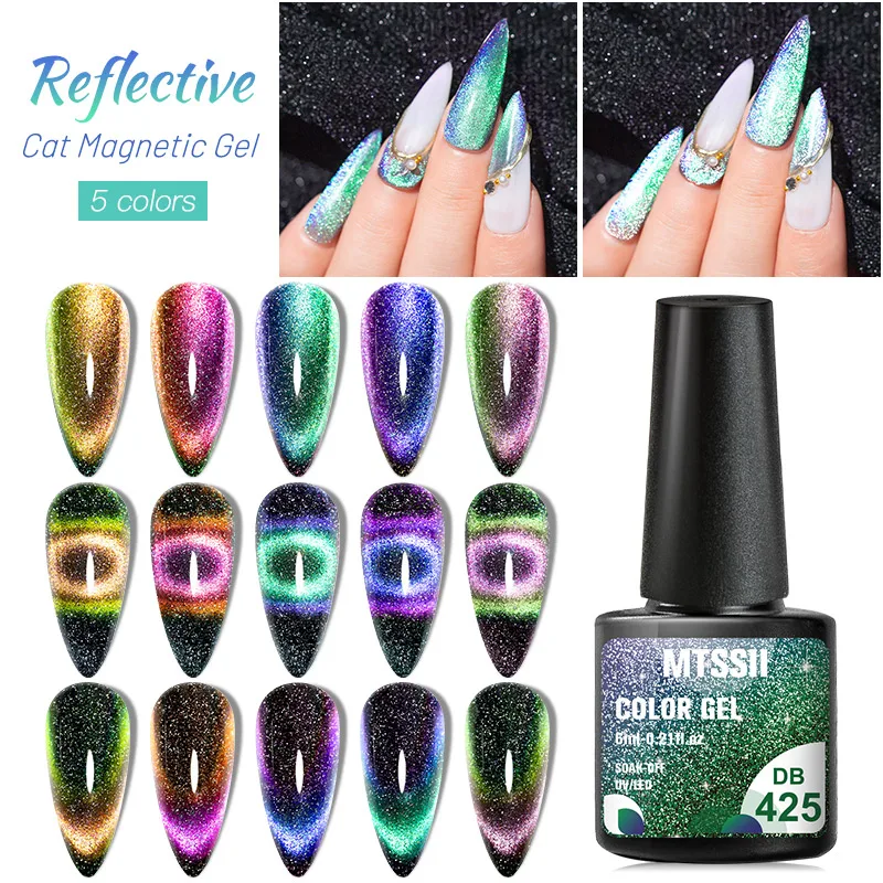 Mtssii Reflective Cat Eye Nail Gel Polish 6ML Galaxy Chameleon Gel Nail Art Magnetic Varnish Semi Permanent Glitter Liquid