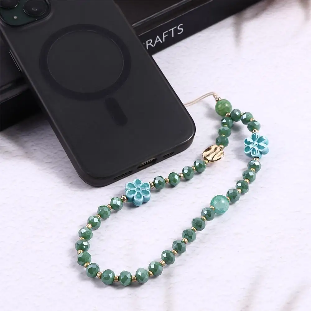 Accessories Bead Gravel Flower Beads Chain Crystal Stone Beads Lanyard Cell Phone Lanyard Mobile Phone Chain Mobile Phone Strap