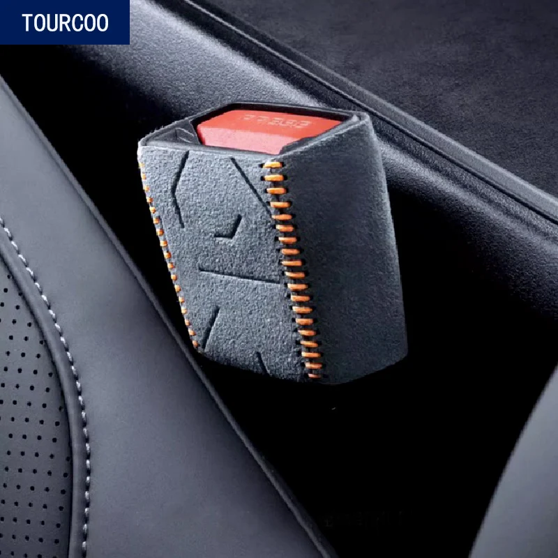 For ZEEKR 001 Seat Belt Lock Mount Protective Cover Alcantara Suede Anti-collision Decor Cover