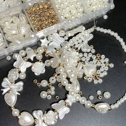 800pcs White Mixed Acrylic Pearl Polished Loose Beads Set Elegant for DIY Jewelry Decors Handmade Craft Jewelry Making Supplies