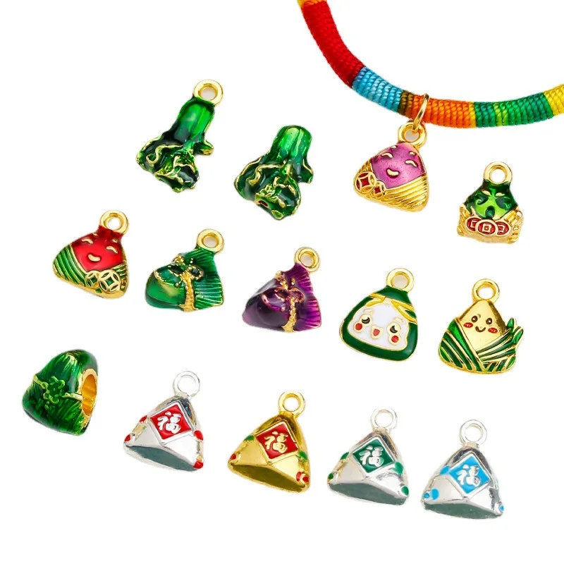 زونغزي صغير جديد يقطر الزيت، قلادة زونغزي لمهرجان قارب التنين، إكسسوارات تزيين زونغزي ذاتية الصنع
