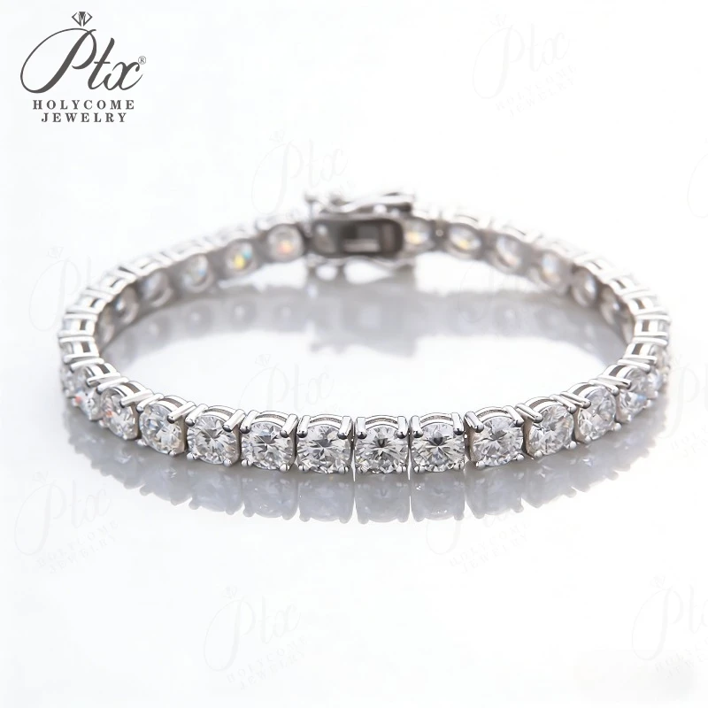 

Браслеты-цепочки из муассанита круглой огранки 6,5 мм для женщин и мужчин, из серебра 925 пробы, изысканные ювелирные изделия для вечеринок и юбилеев