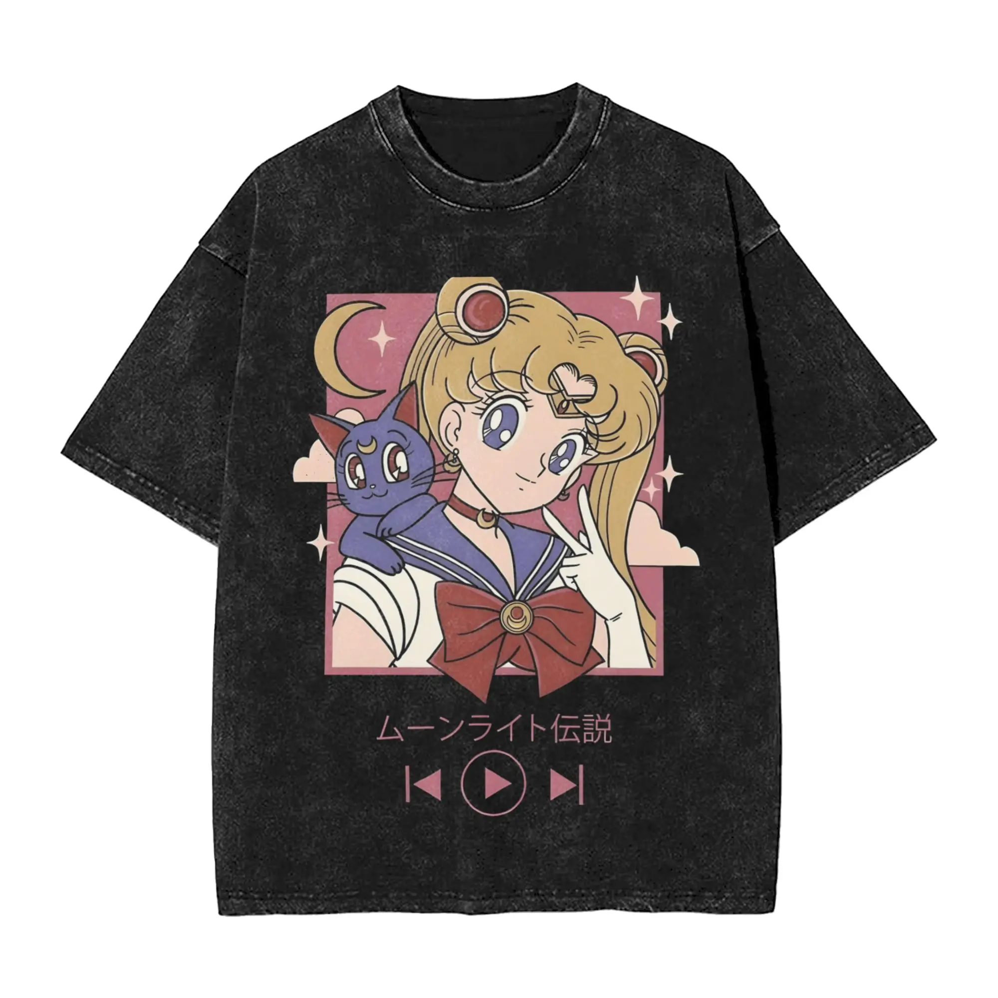 Usagi Sailors Moons Chibiusa Cartoon T Shirts Men Cotton Unique T-Shirts Round Collar  Tees Short Sleeve Clothing Gift