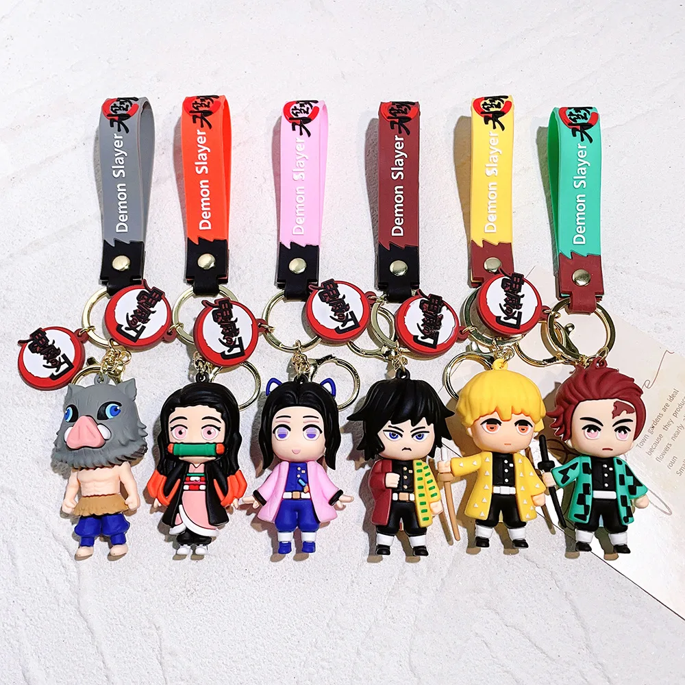 Demon Slayer Keychain Anime Kimetsu No Yaiba Cute Kamado Nezuko Kamado Tanjirou Figure Keyring Bag Pendent Toy Gift for Friends