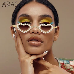 Small Frame Heart Sunglasses Women Men 2026 Luxury Brand Rhineston Love Punk Sun Glasses For Female Metal Shades Eyewear UV400